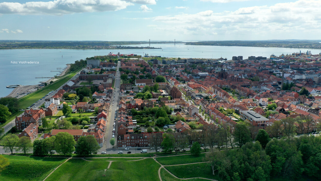 Fredericia i fugleperspektiv.